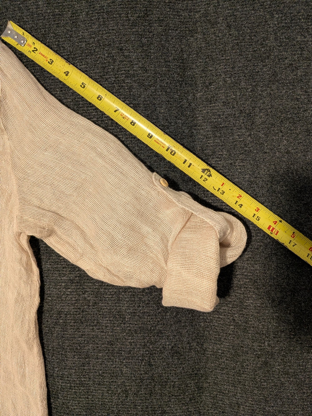 Magaschoni Soft Sand 100% Linen Shirt Dress L Roll Tab Sleeve NWT - Picture 6 of 7